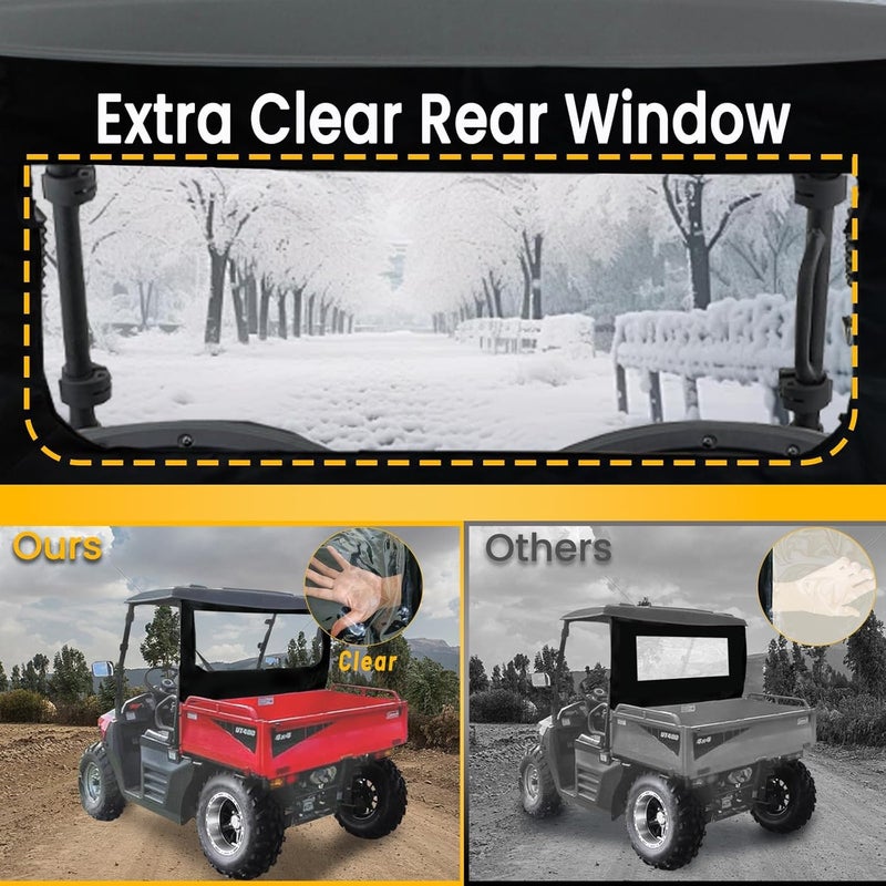 Chikia Hisun 400 UT400 Rear Windshield Back Window with Zipper Open Compatible with Hisun UTV 400 Coleman UT400 Massimo MSU400 - Image 5